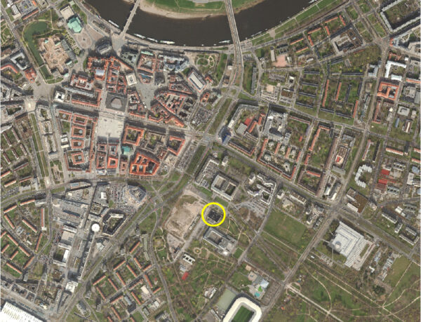 Stadtplan Dresden mit Markierung Robotronkantine